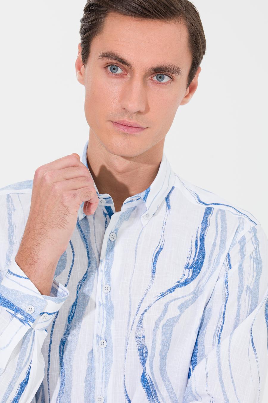 Açık Mavi Slim Fit Uzun Kollu Gömlek - 50265587039