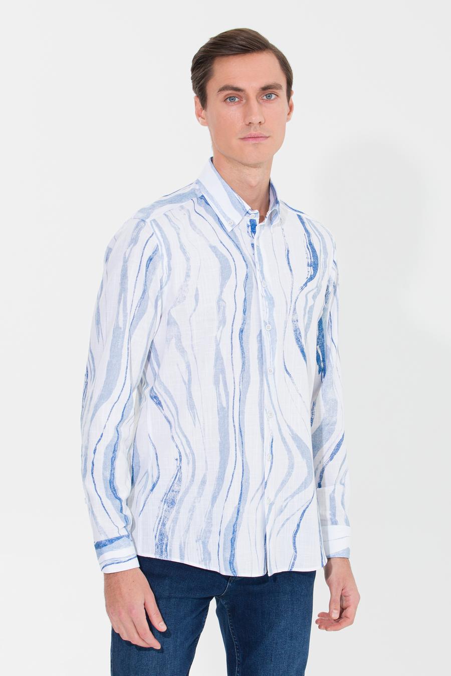 Açık Mavi Slim Fit Uzun Kollu Gömlek - 50265587039