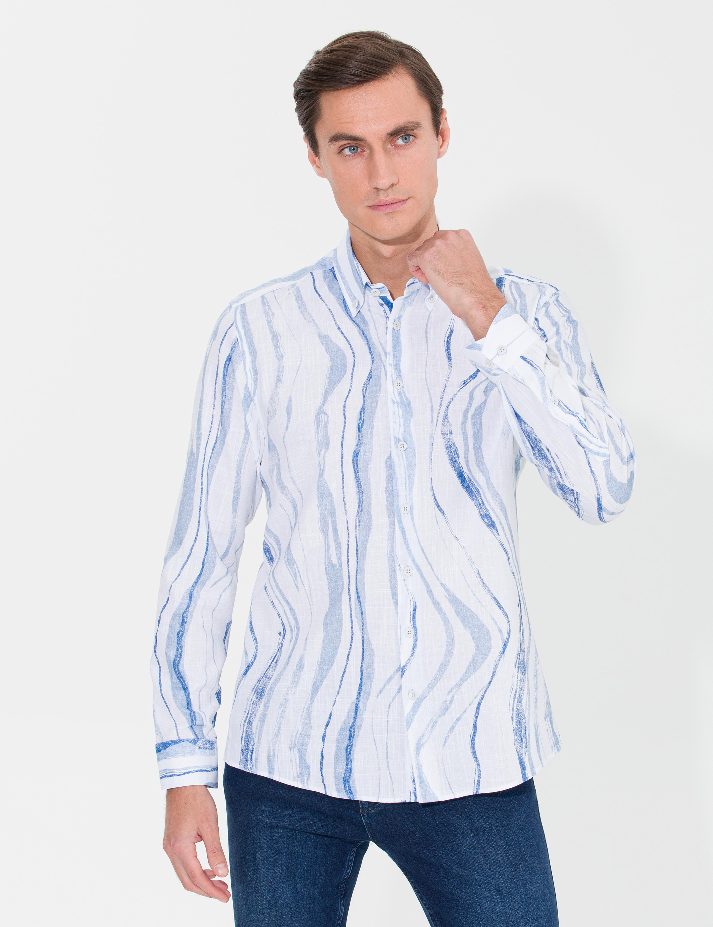 Açık Mavi Slim Fit Uzun Kollu Gömlek - 50265587039