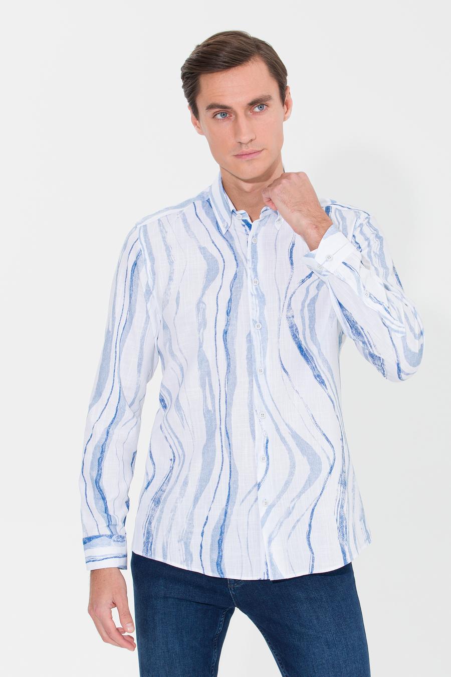 Açık Mavi Slim Fit Uzun Kollu Gömlek - 50265587039