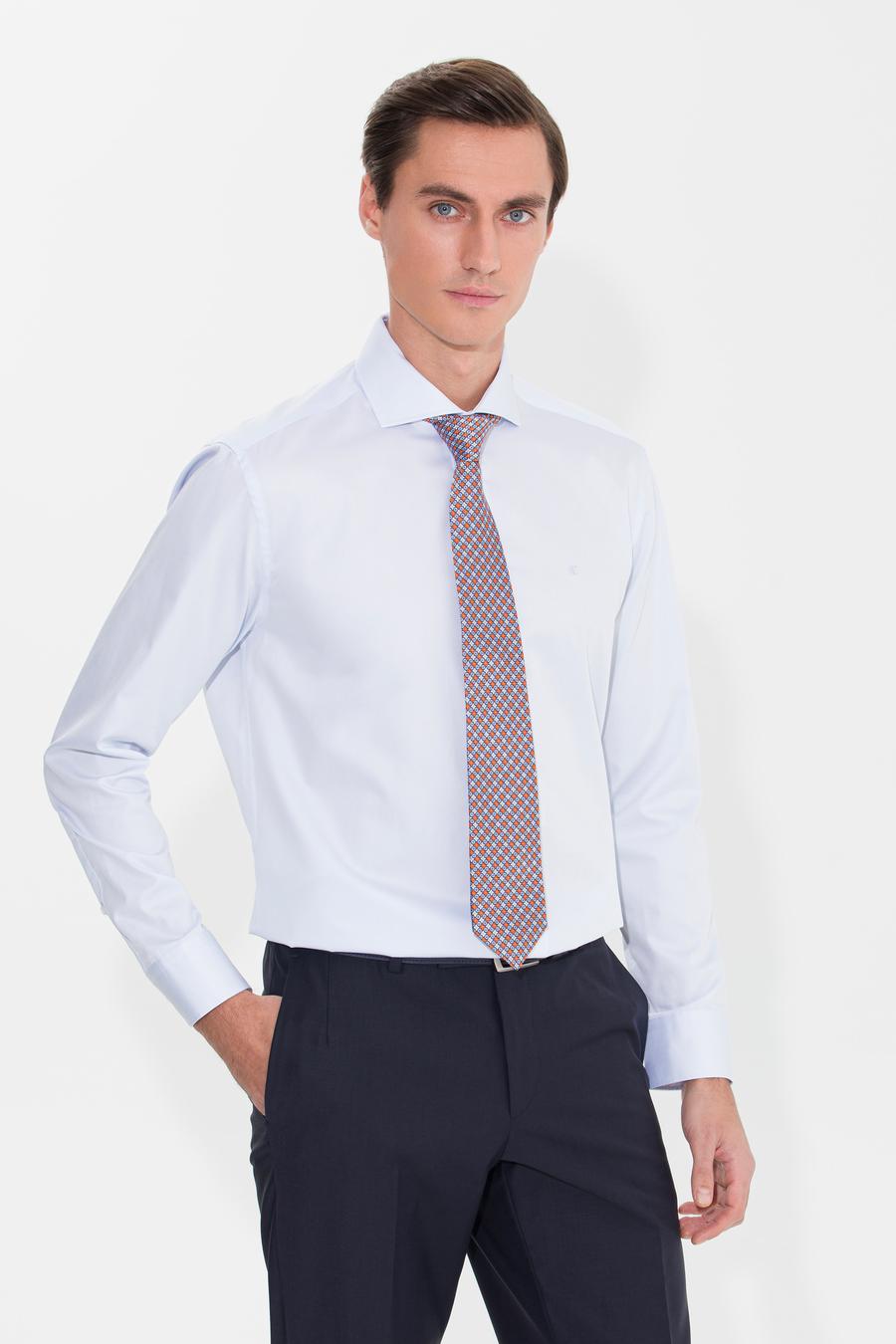 Açık Mavi Modern Fit Uzun Kollu Basic Gömlek - 50268925020