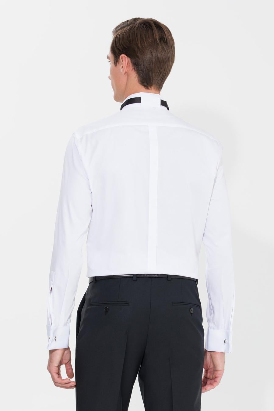 Beyaz Slim Fit Smokin Gömlek - 50269446011