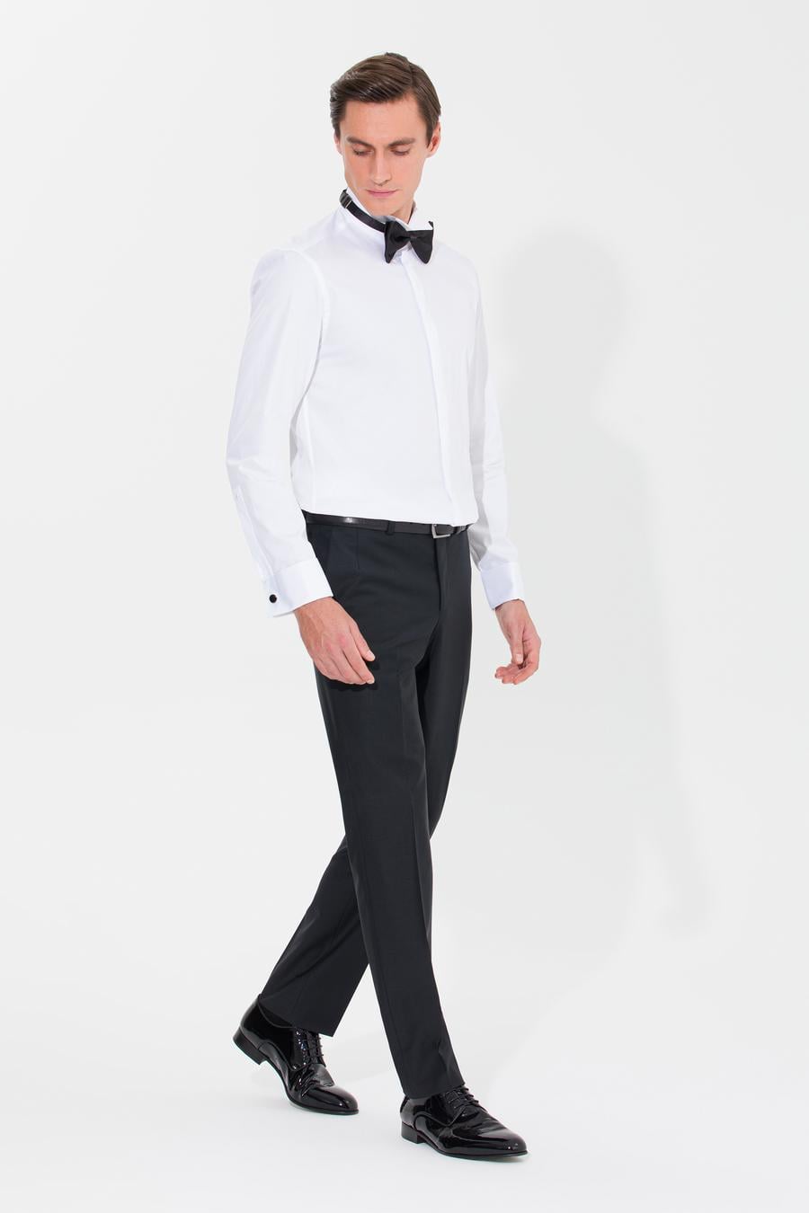 Beyaz Slim Fit Smokin Gömlek - 50269446011