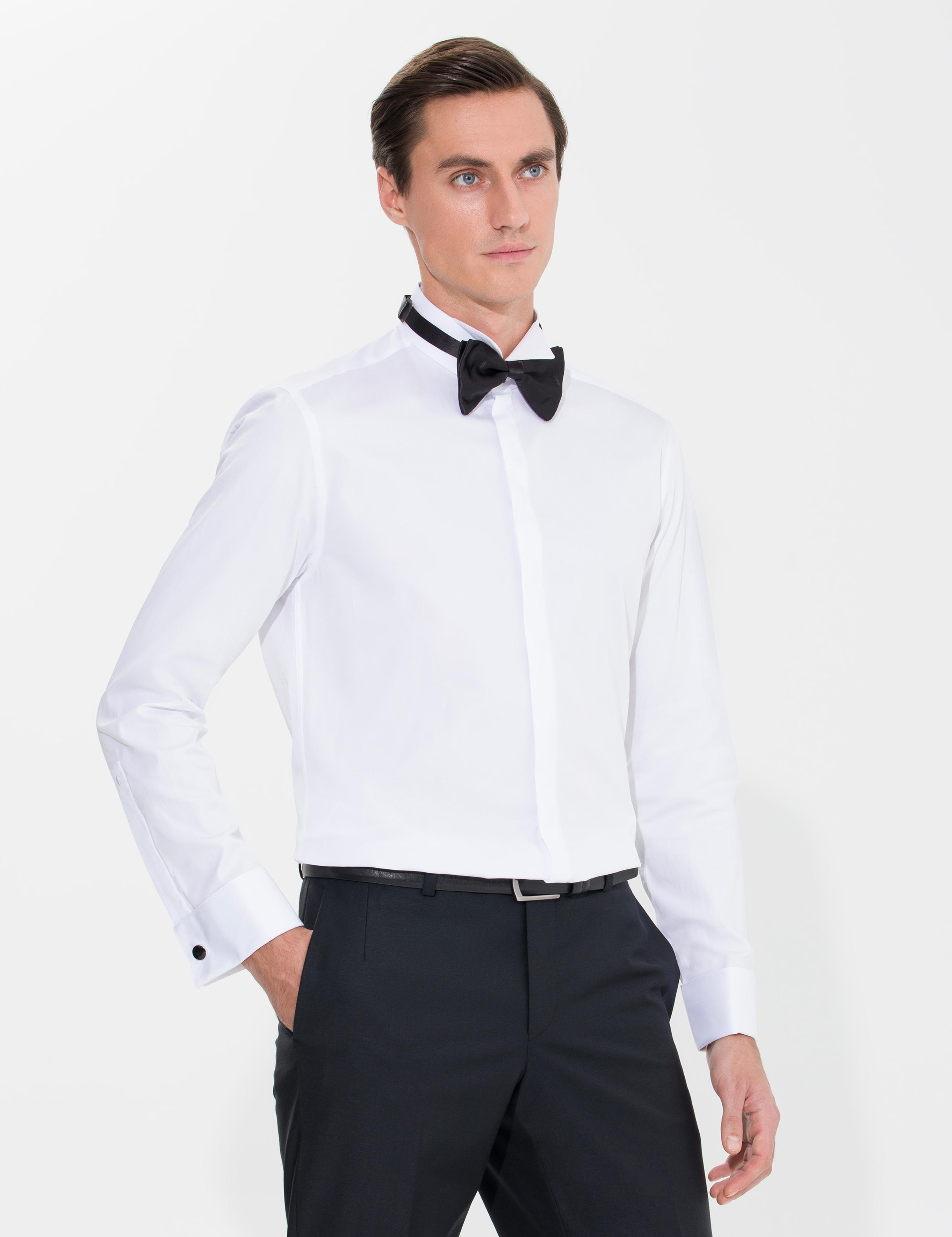 Beyaz Slim Fit Smokin Gömlek - 50269446011