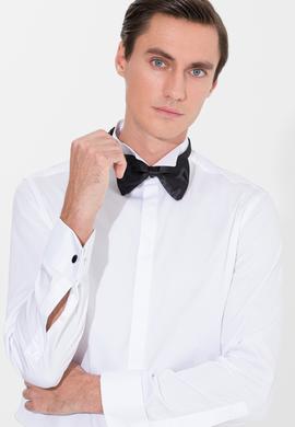 Beyaz Slim Fit Smokin Gömlek
