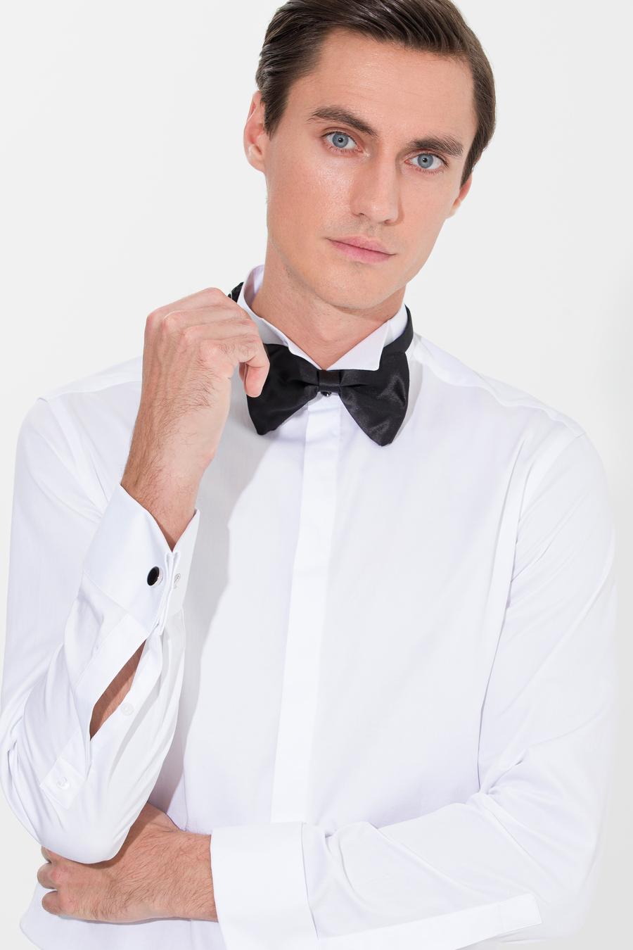 Beyaz Slim Fit Smokin Gömlek - 50269446011