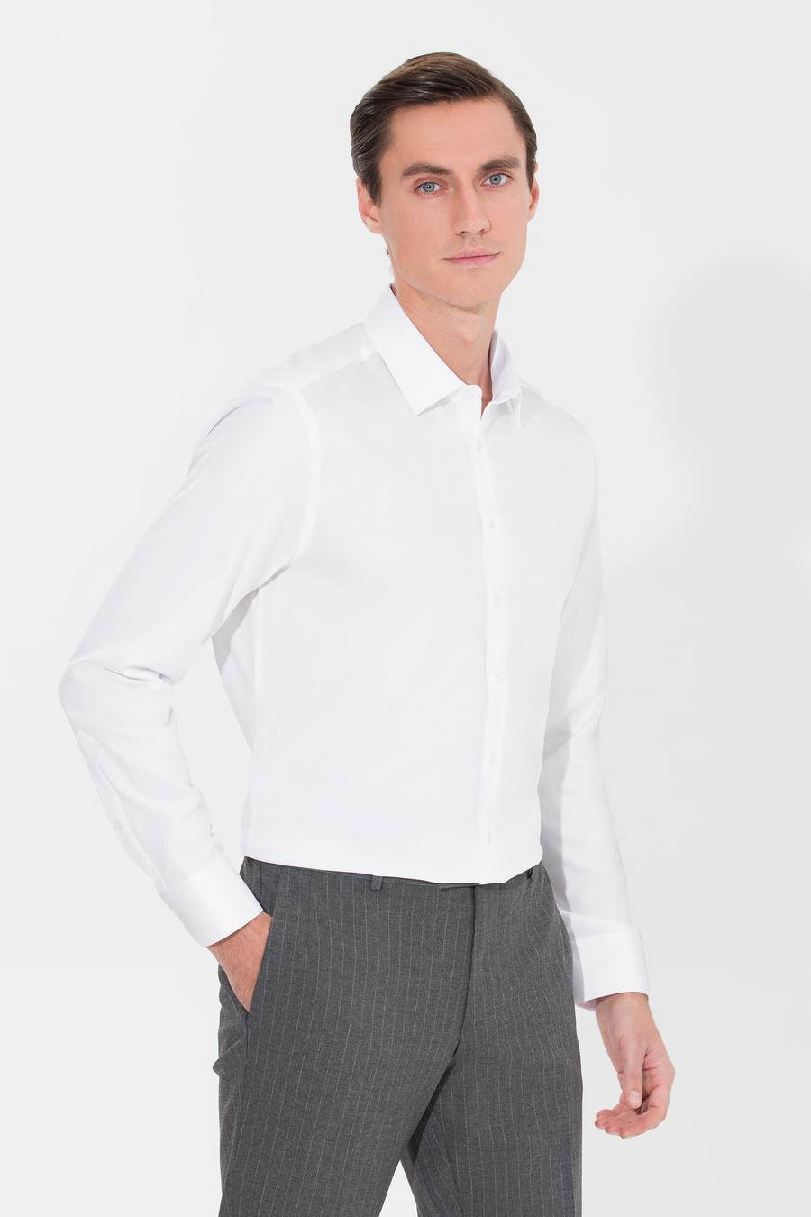 Beyaz Slim Fit Uzun Kollu Basic Gömlek - 50268926003