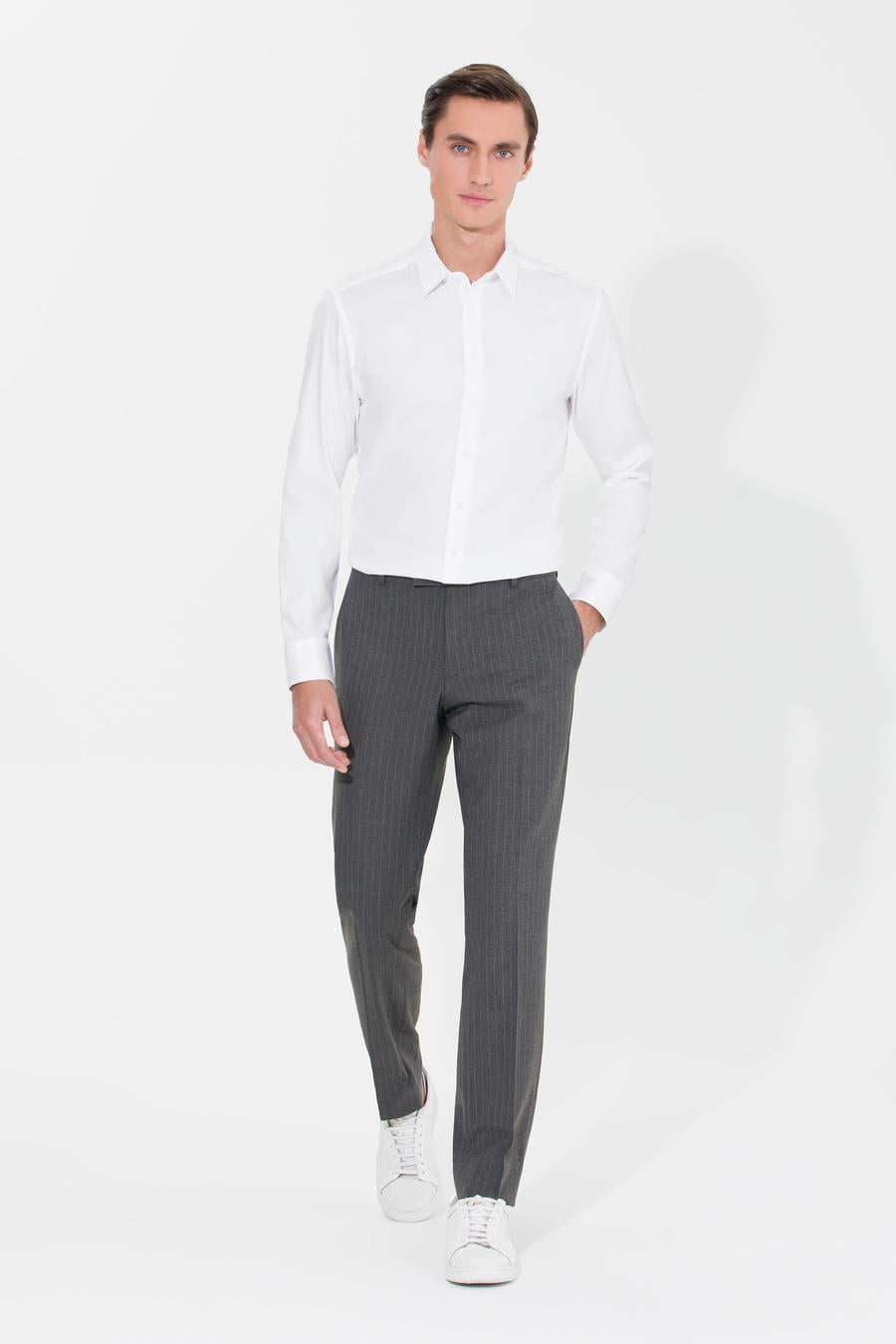 Beyaz Slim Fit Uzun Kollu Basic Gömlek - 50268926003