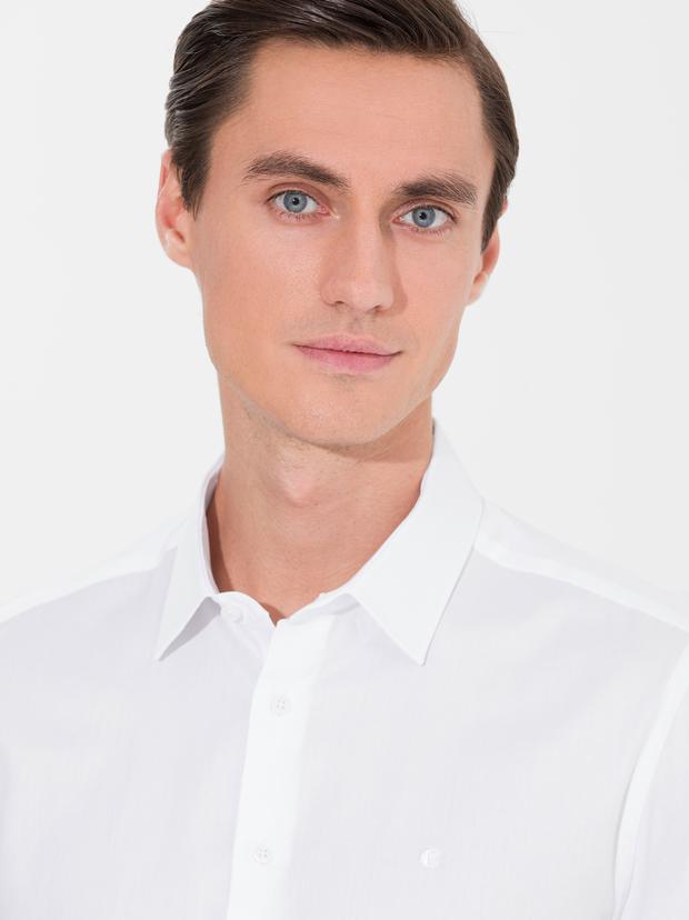 Beyaz Slim Fit Uzun Kollu Basic Gömlek