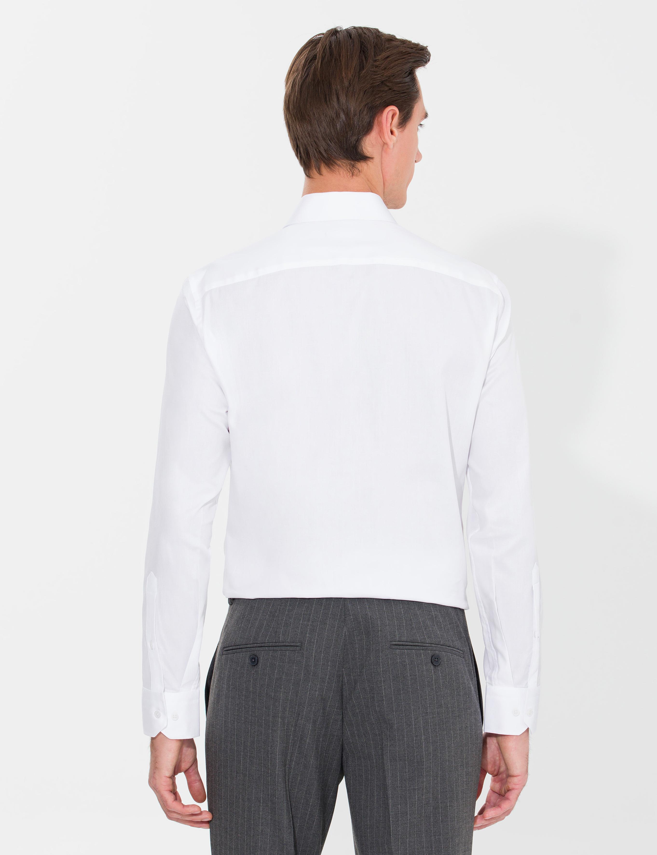 Beyaz Slim Fit Uzun Kollu Basic Gömlek - 50268926003