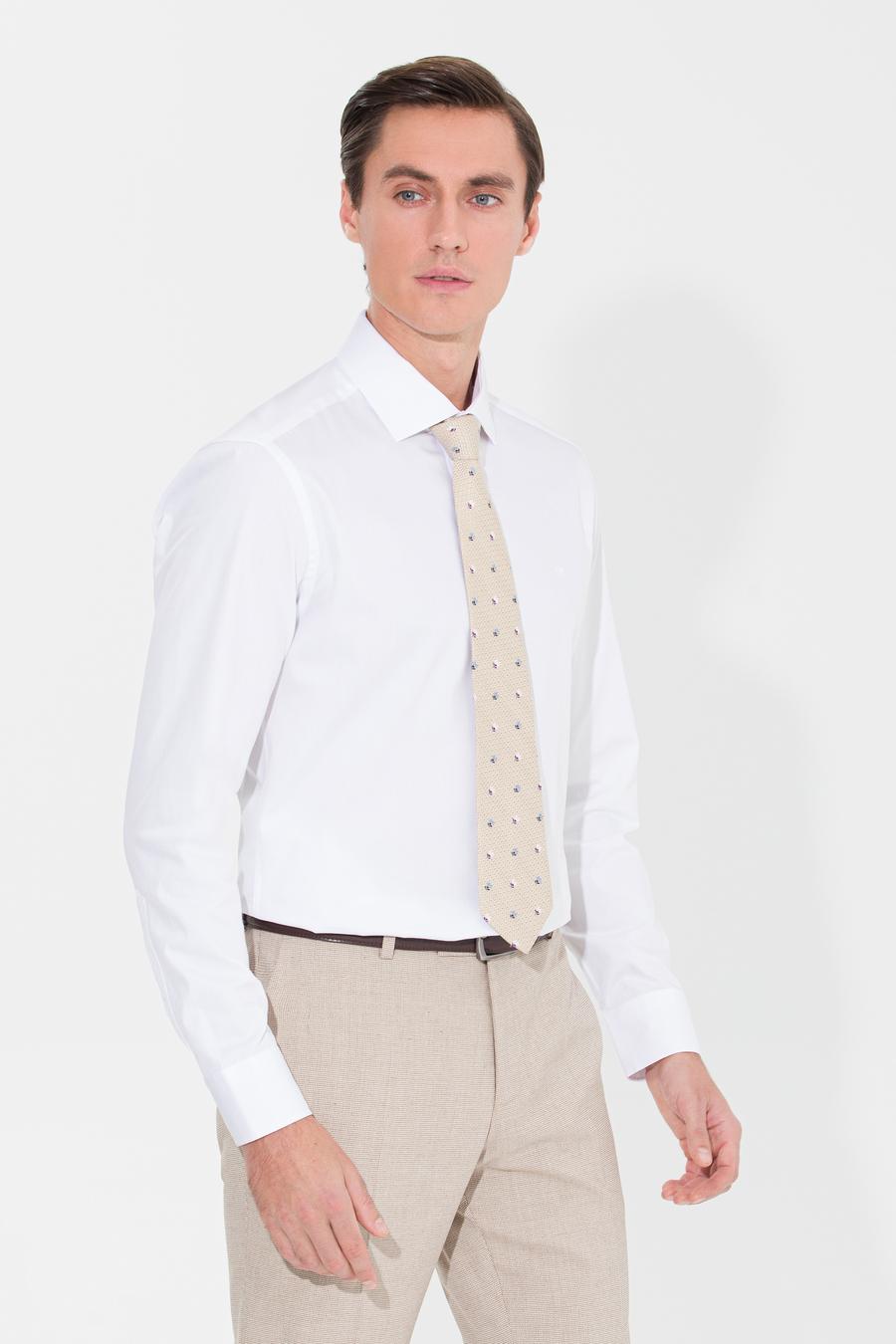Beyaz Slim Fit Uzun Kollu Basic Gömlek - 50269714005