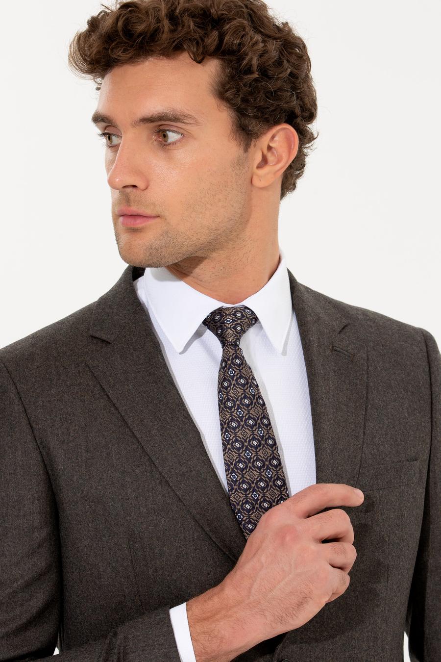 Kahverengi Slim Fit Yün Ceket - 50242804107