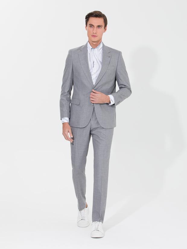 Gri Slim Fit Takım Elbise