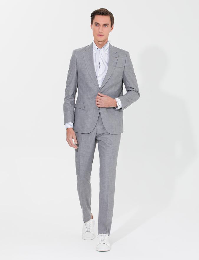Gri Slim Fit Takım Elbise