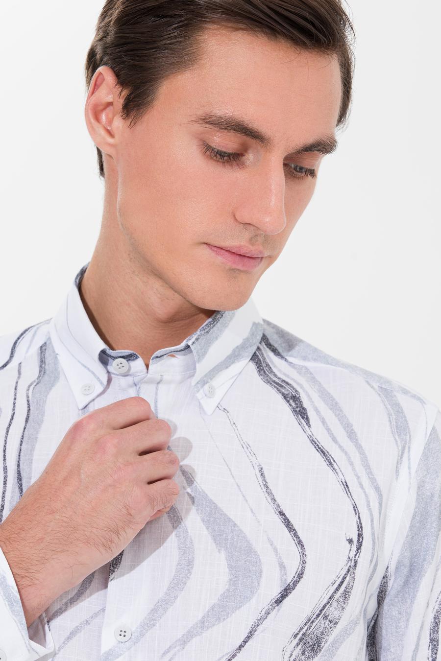 Gri Slim Fit Uzun Kollu Gömlek - 50265587063