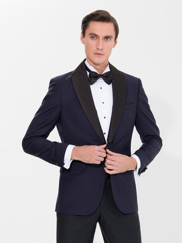 Lacivert Slim Fit Smokin Ceket