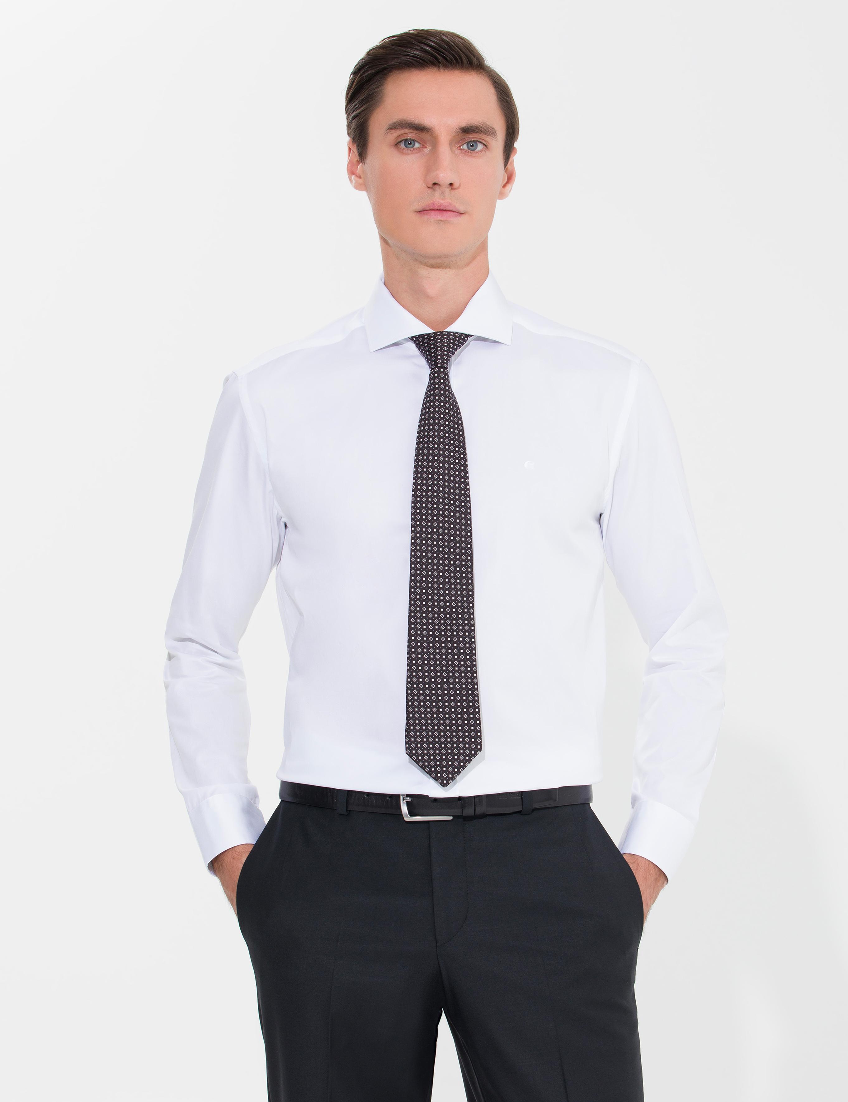 Beyaz Modern Fit Uzun Kollu Basic Gömlek - 50268925005