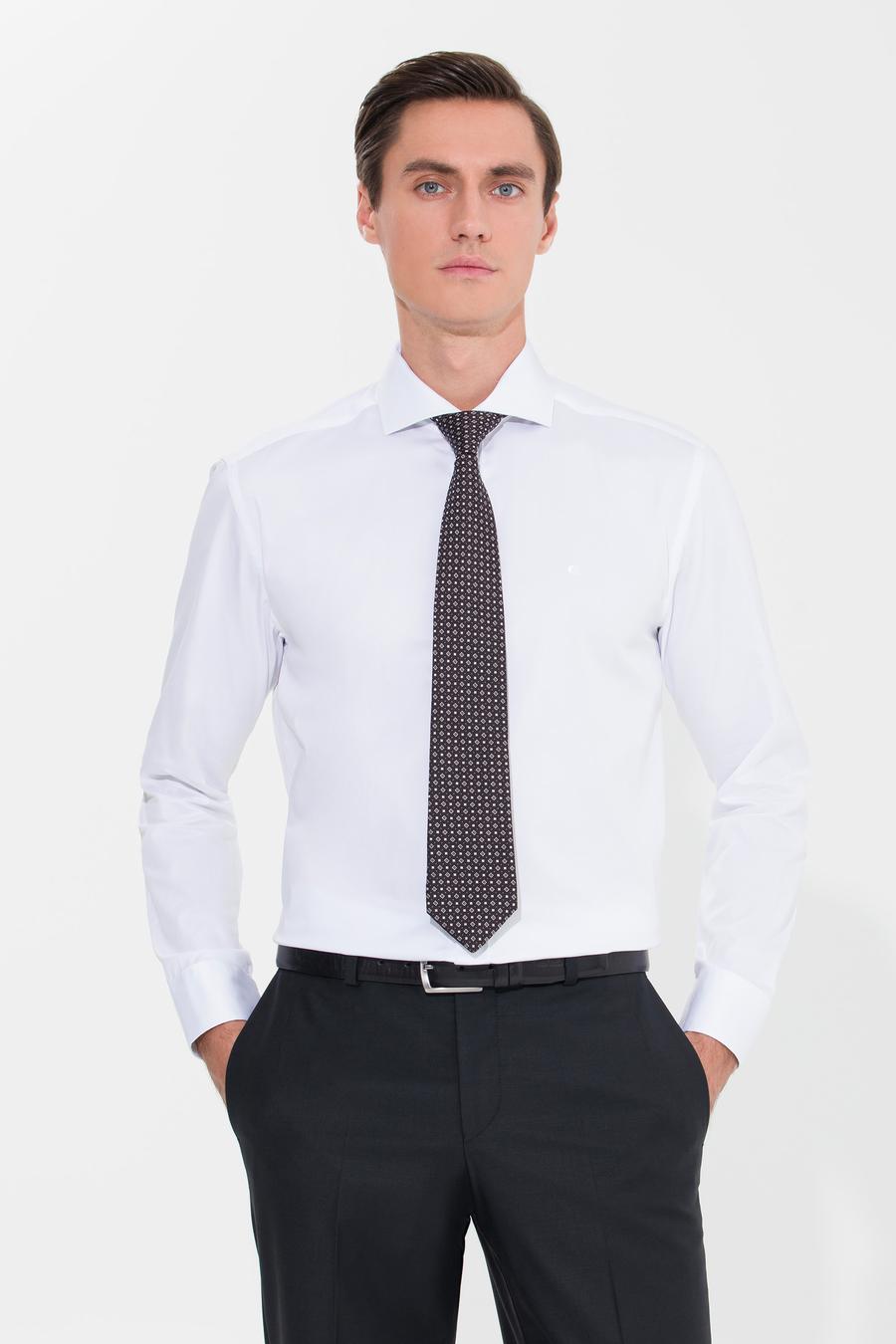 Beyaz Modern Fit Uzun Kollu Basic Gömlek - 50268925005