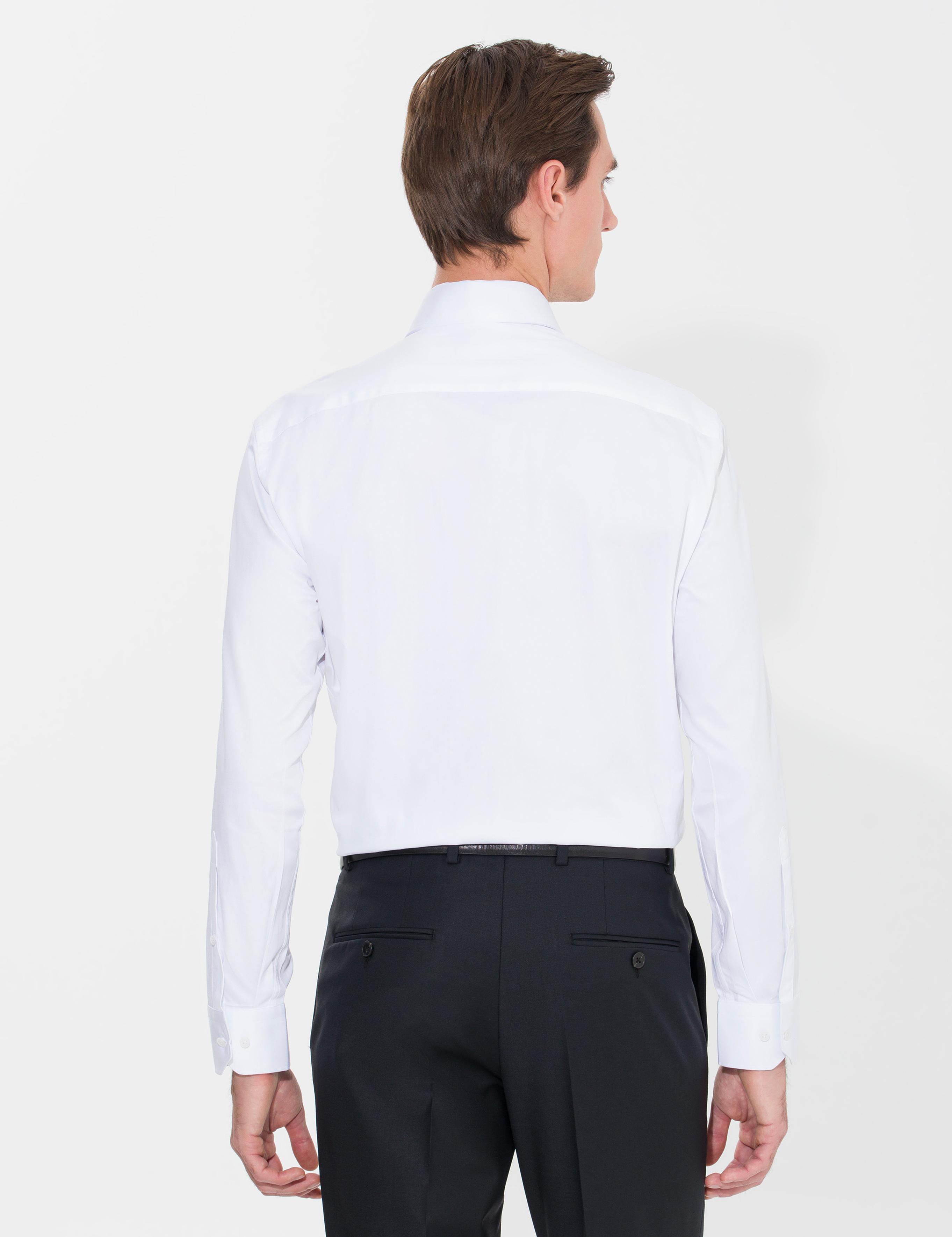Beyaz Modern Fit Uzun Kollu Basic Gömlek - 50268925005