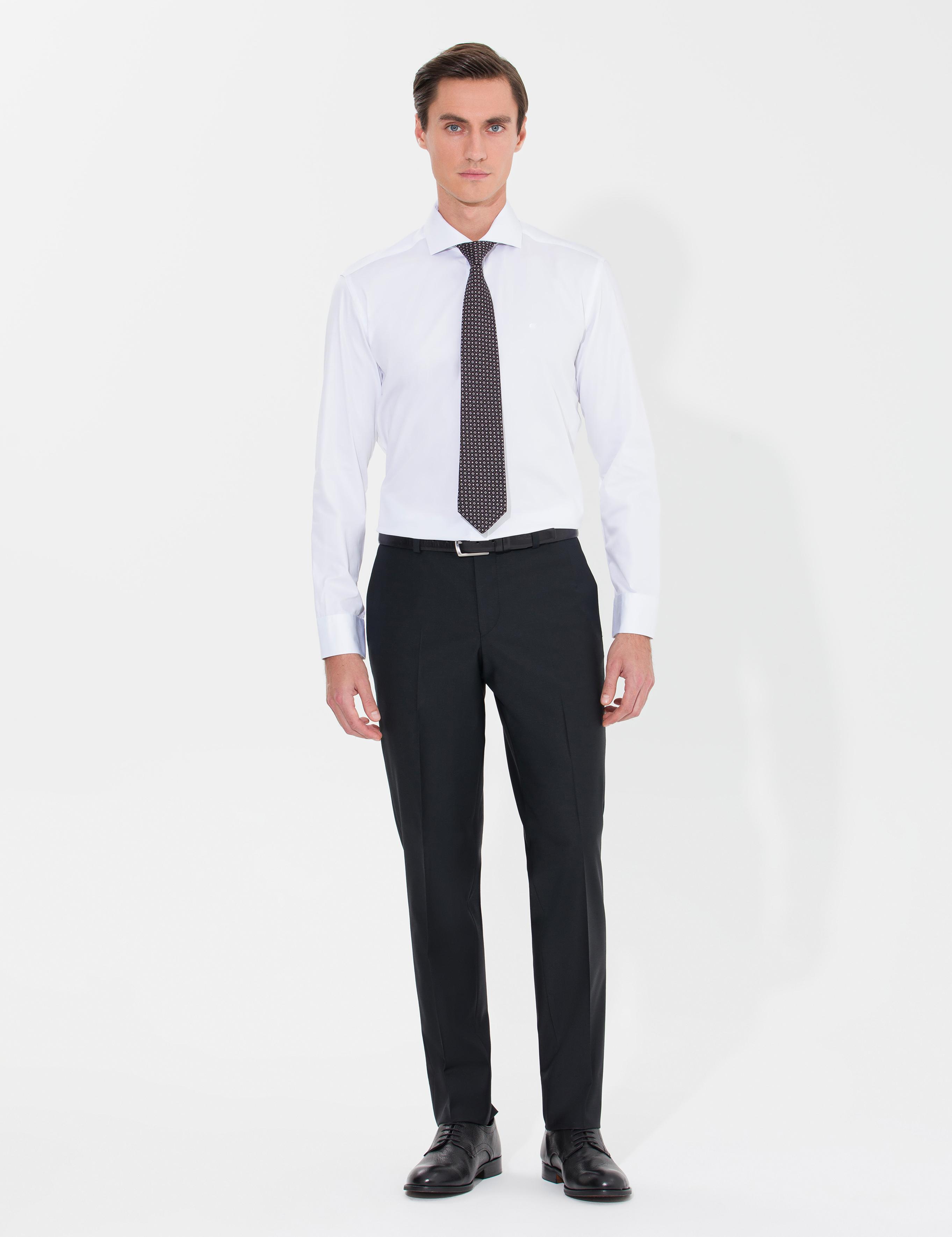 Beyaz Modern Fit Uzun Kollu Basic Gömlek - 50268925005