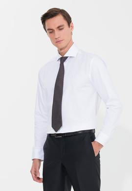 Beyaz Modern Fit Uzun Kollu Basic Gömlek