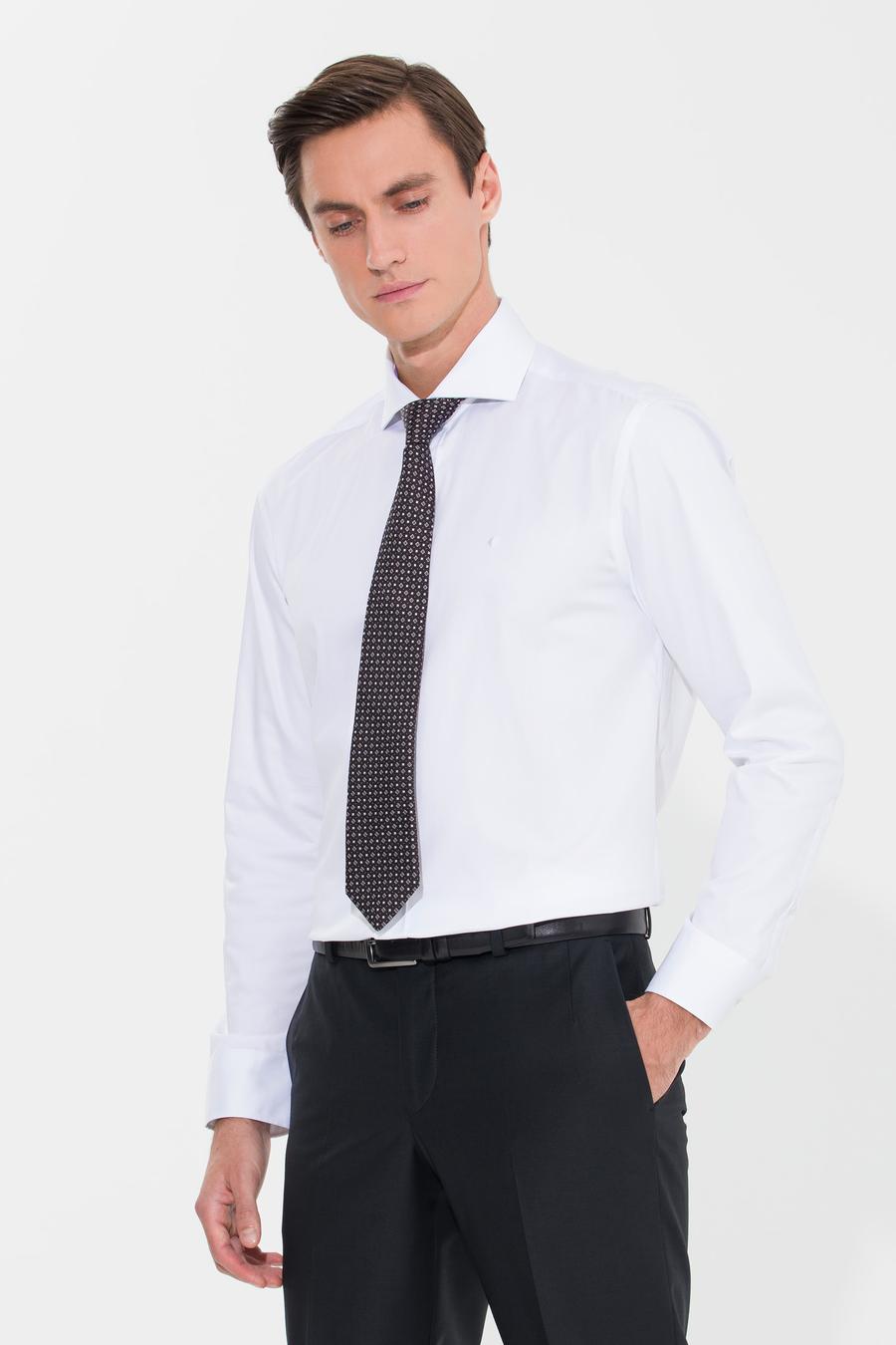 Beyaz Modern Fit Uzun Kollu Basic Gömlek - 50268925005