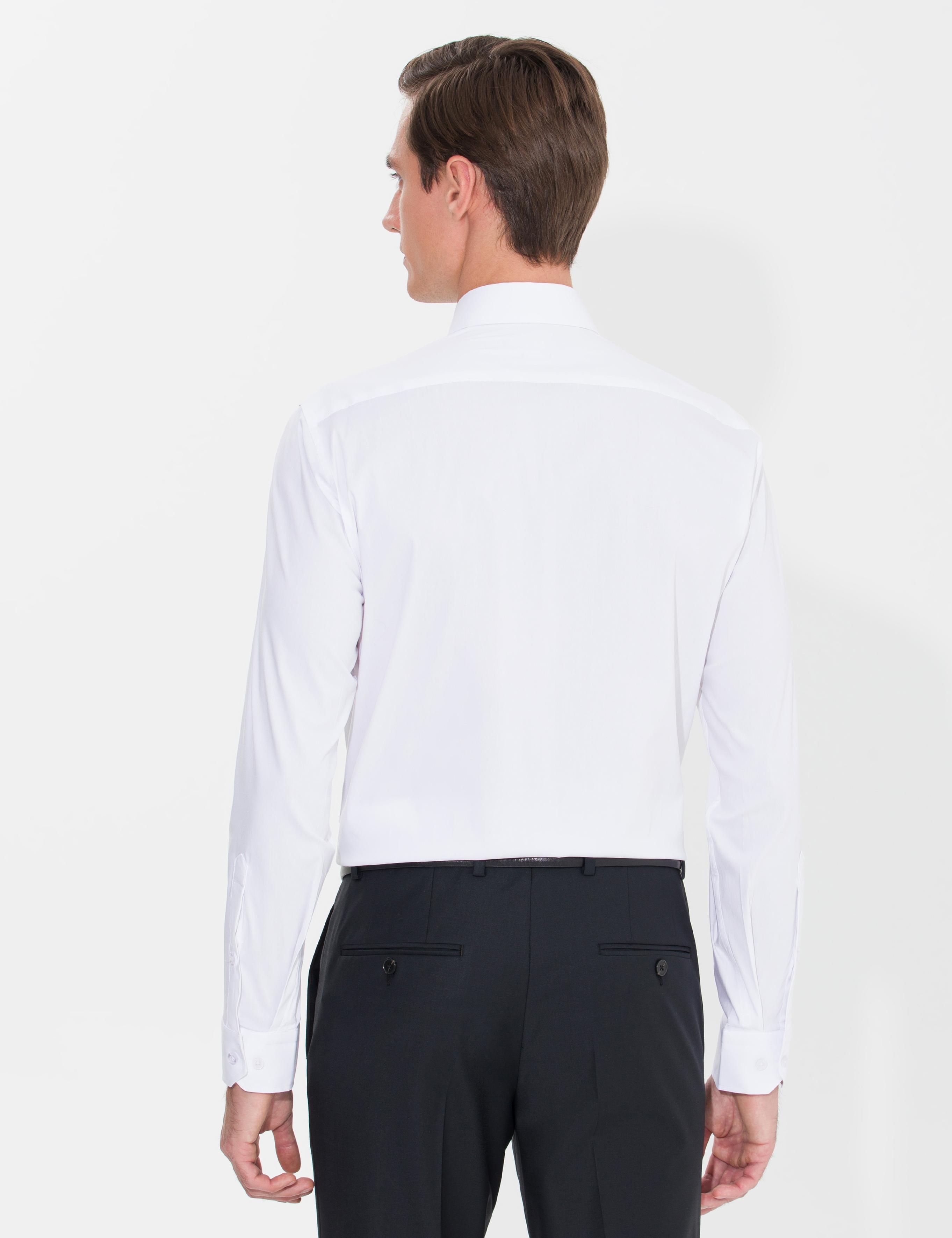 Beyaz Slim Fit Smokin Gömlek - 50270056004