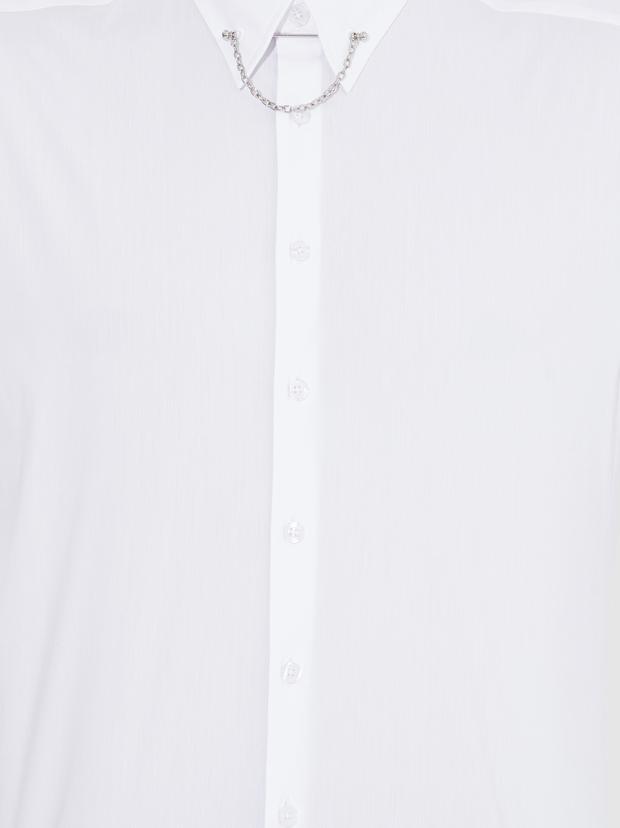 Beyaz Slim Fit Smokin Gömlek