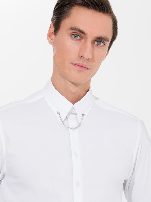 Beyaz Slim Fit Smokin Gömlek
