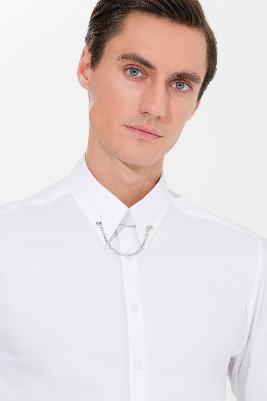 Beyaz Slim Fit Smokin Gömlek - 50270056004