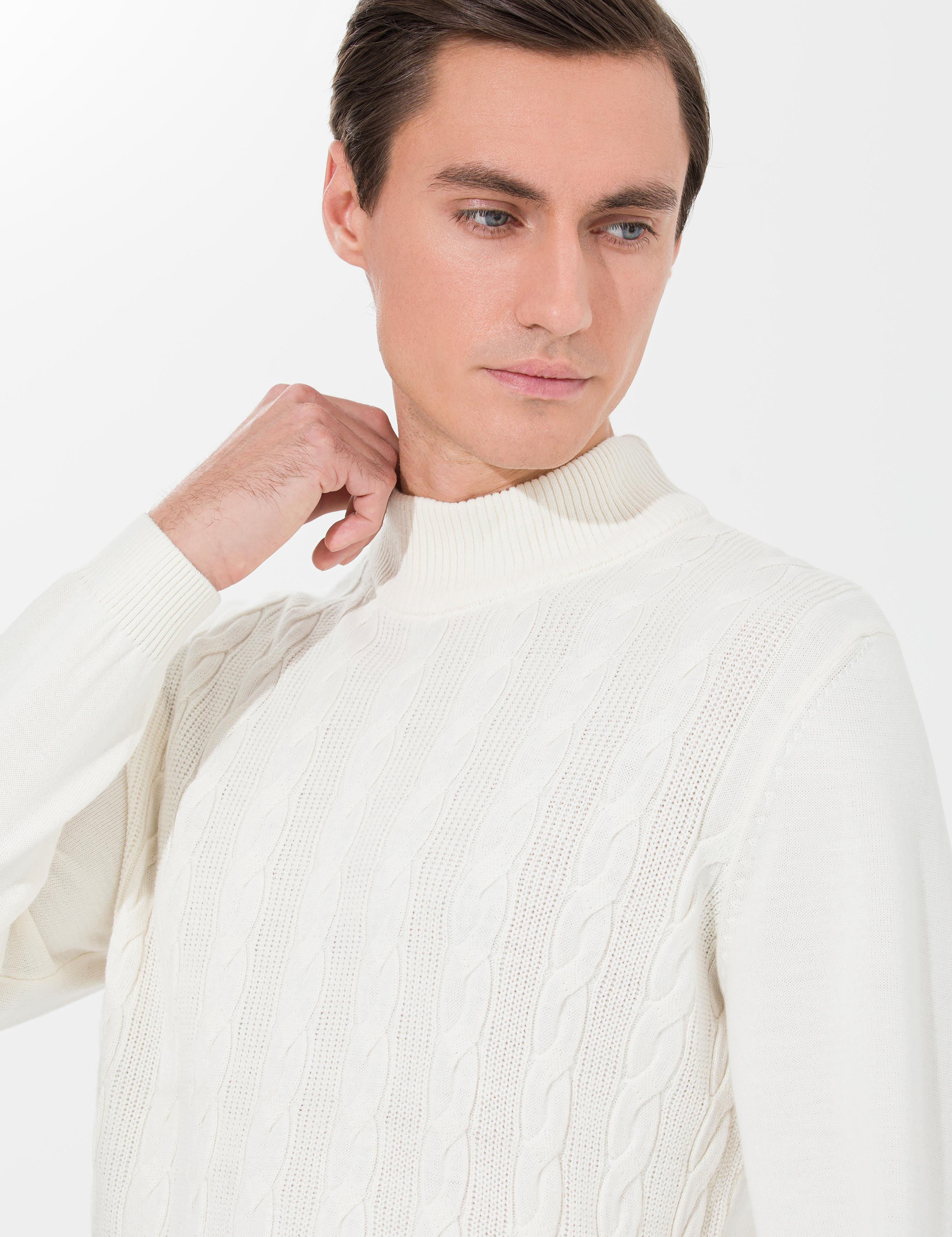 Ekru Slim Fit Çeyrek Balıkçı Yaka Triko Kazak - 50260300019