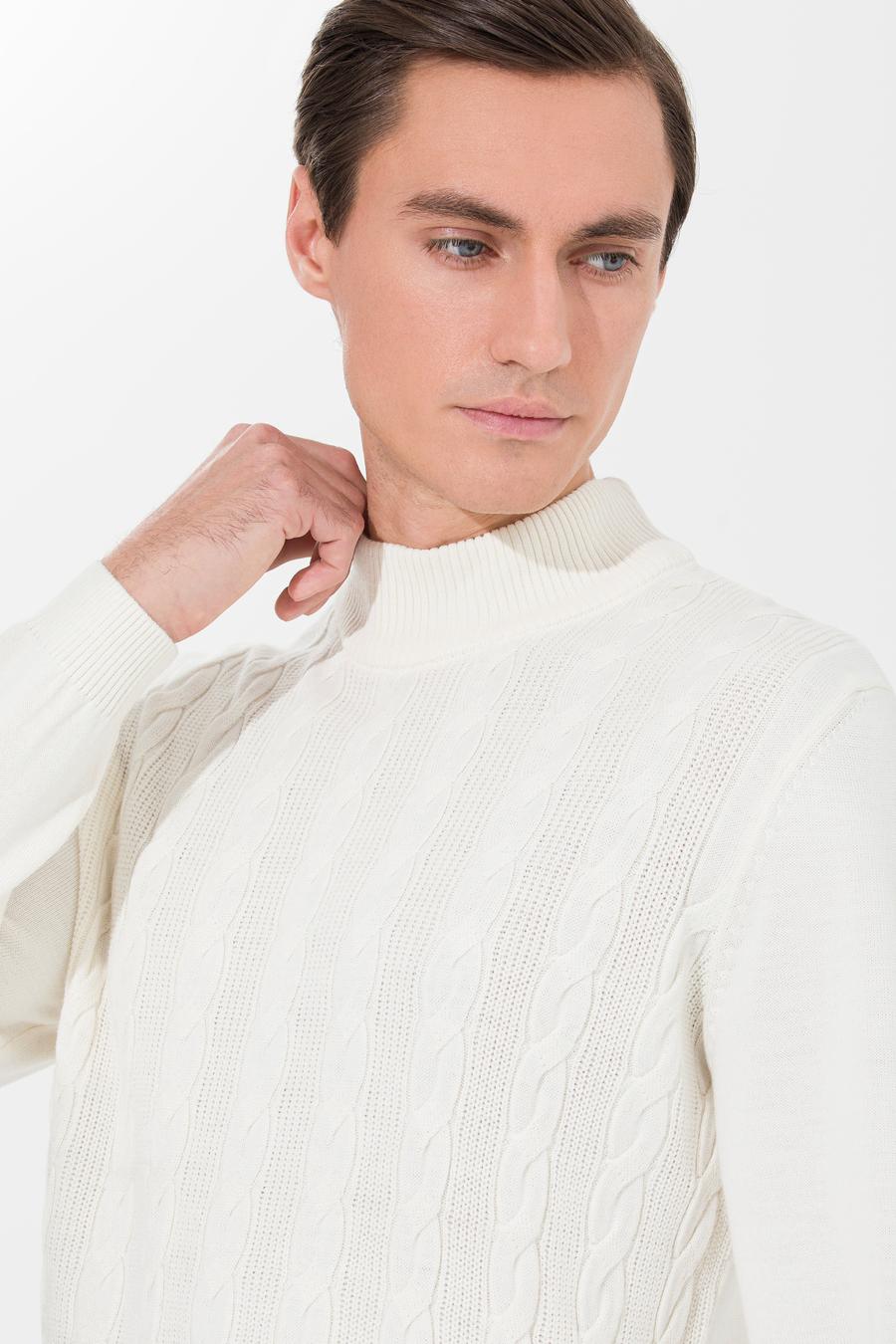 Ekru Slim Fit Çeyrek Balıkçı Yaka Triko Kazak - 50260300019