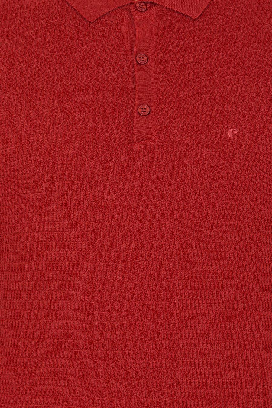 Kiremit Slim Fit Polo Yaka Triko Kazak - 50261181012