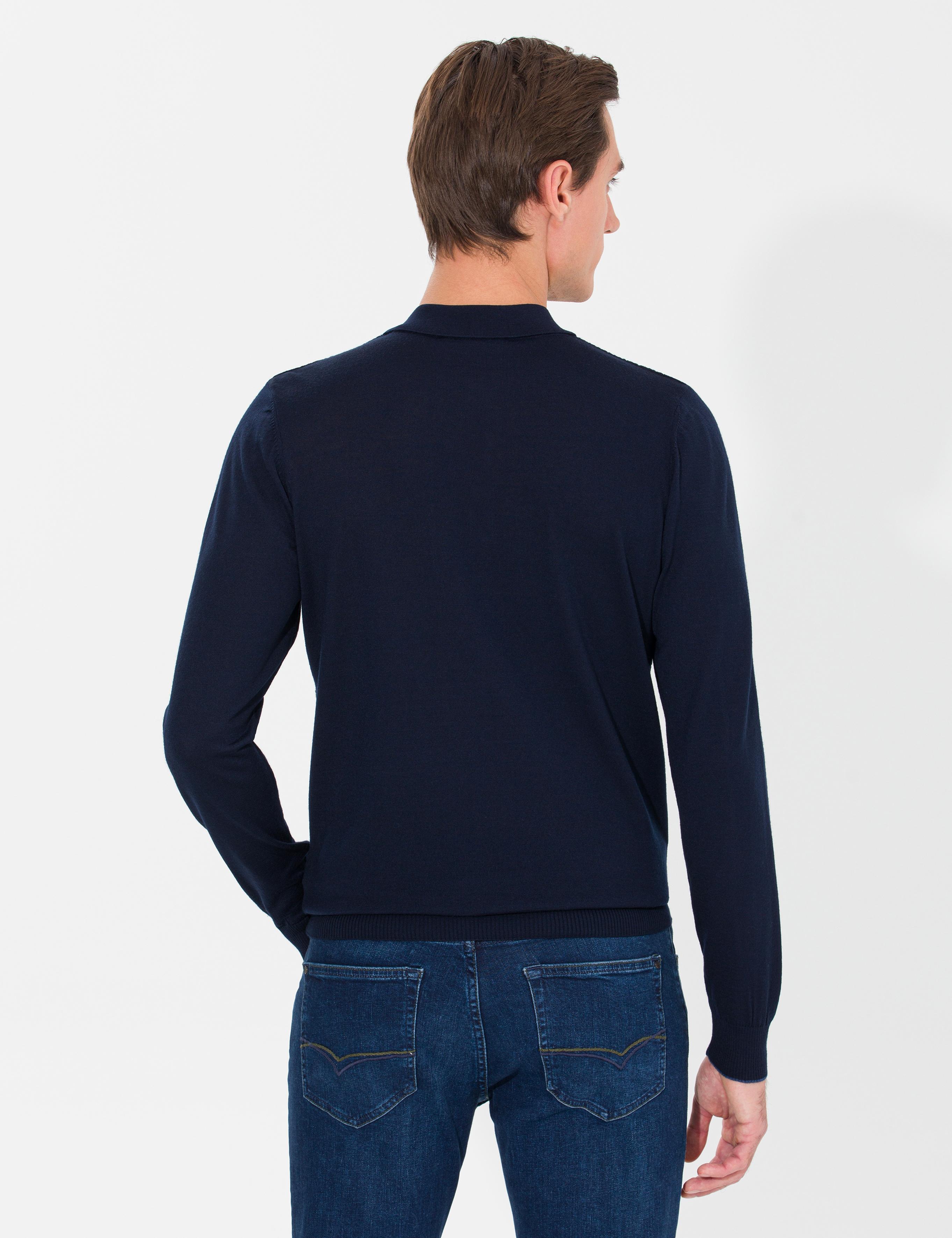 Lacivert Slim Fit Polo Yaka Triko Kazak - 50261181020