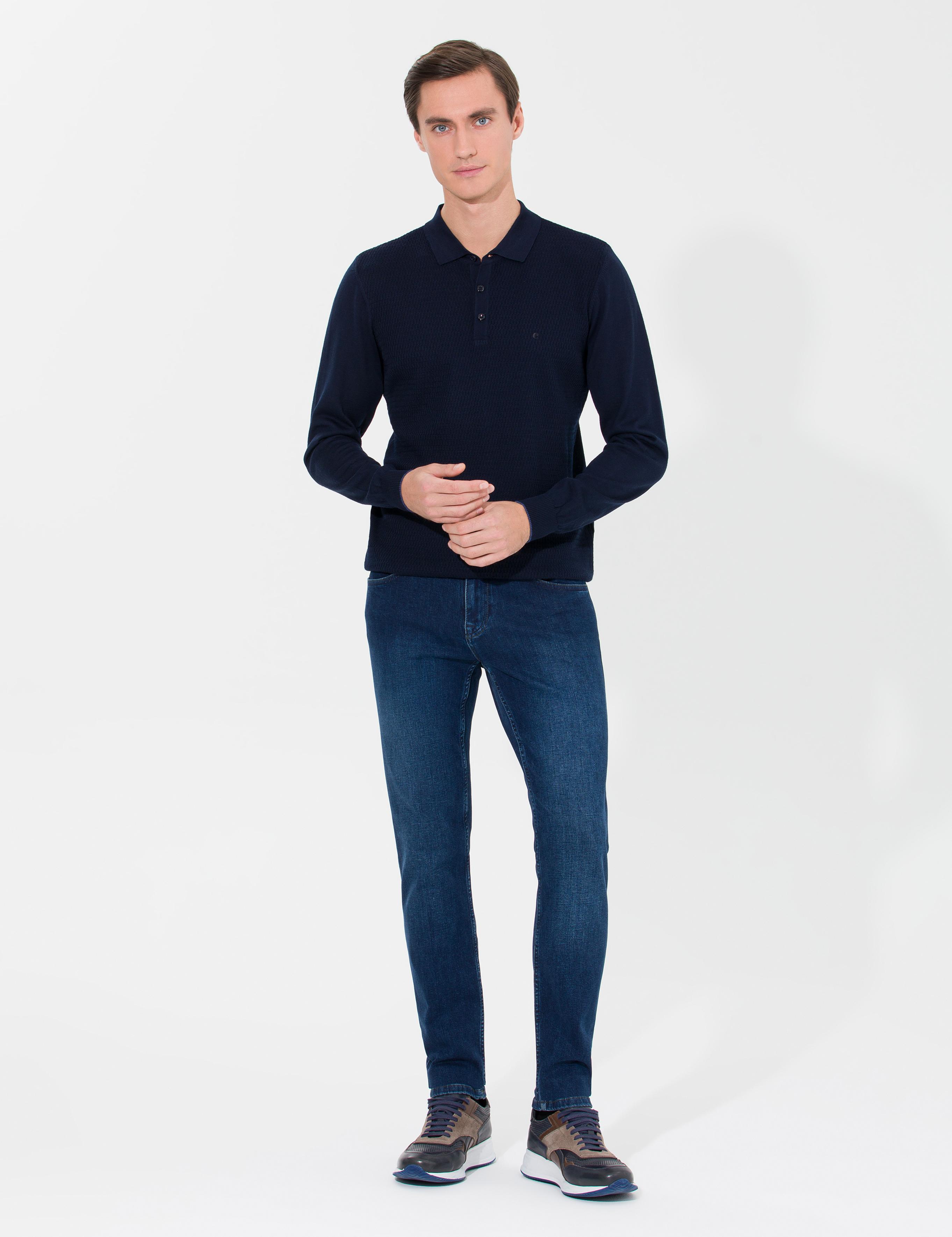 Lacivert Slim Fit Polo Yaka Triko Kazak - 50261181020