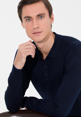 Lacivert Slim Fit Polo Yaka Triko Kazak