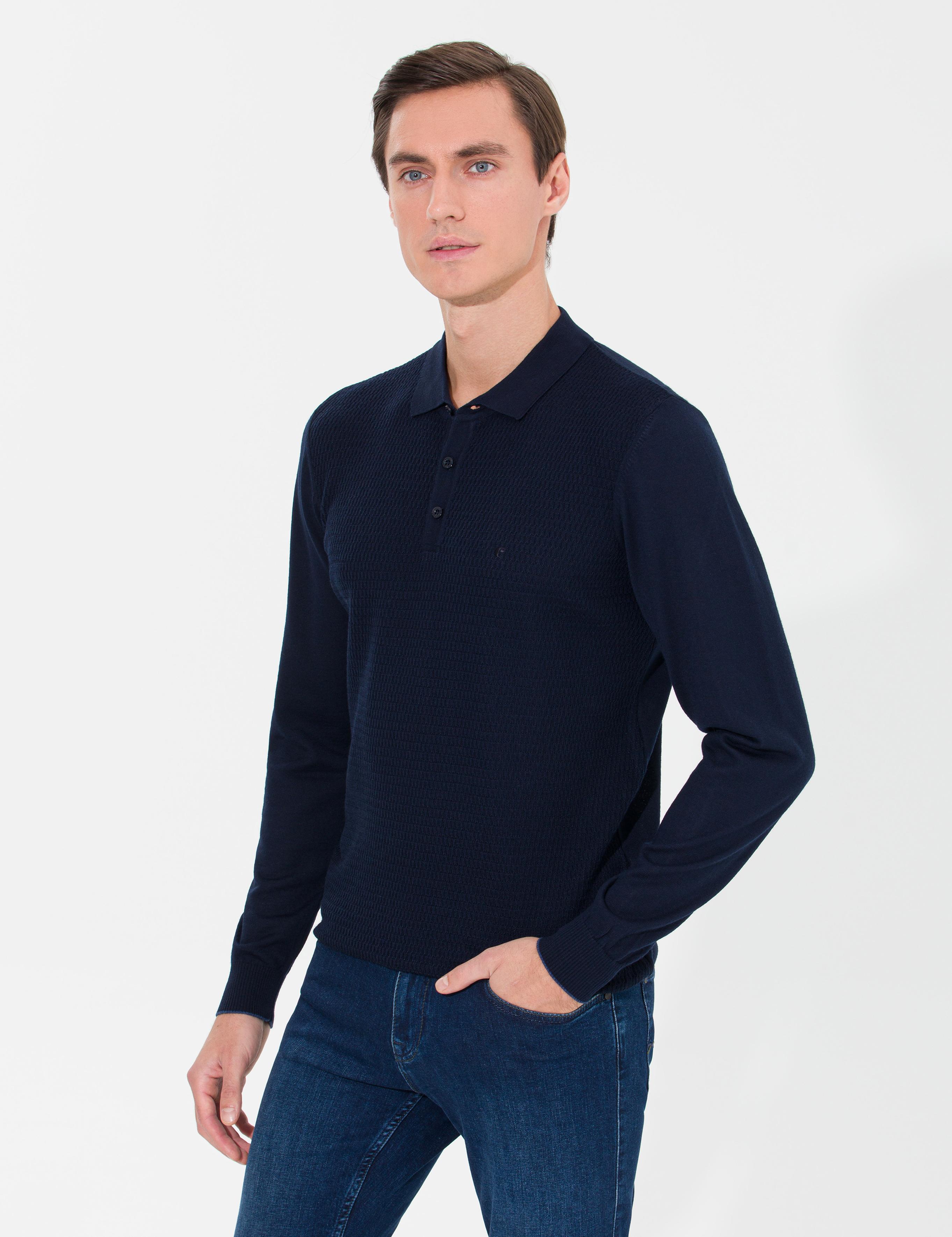 Lacivert Slim Fit Polo Yaka Triko Kazak - 50261181020