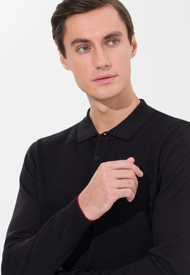 Siyah Slim Fit Polo Yaka Triko Kazak