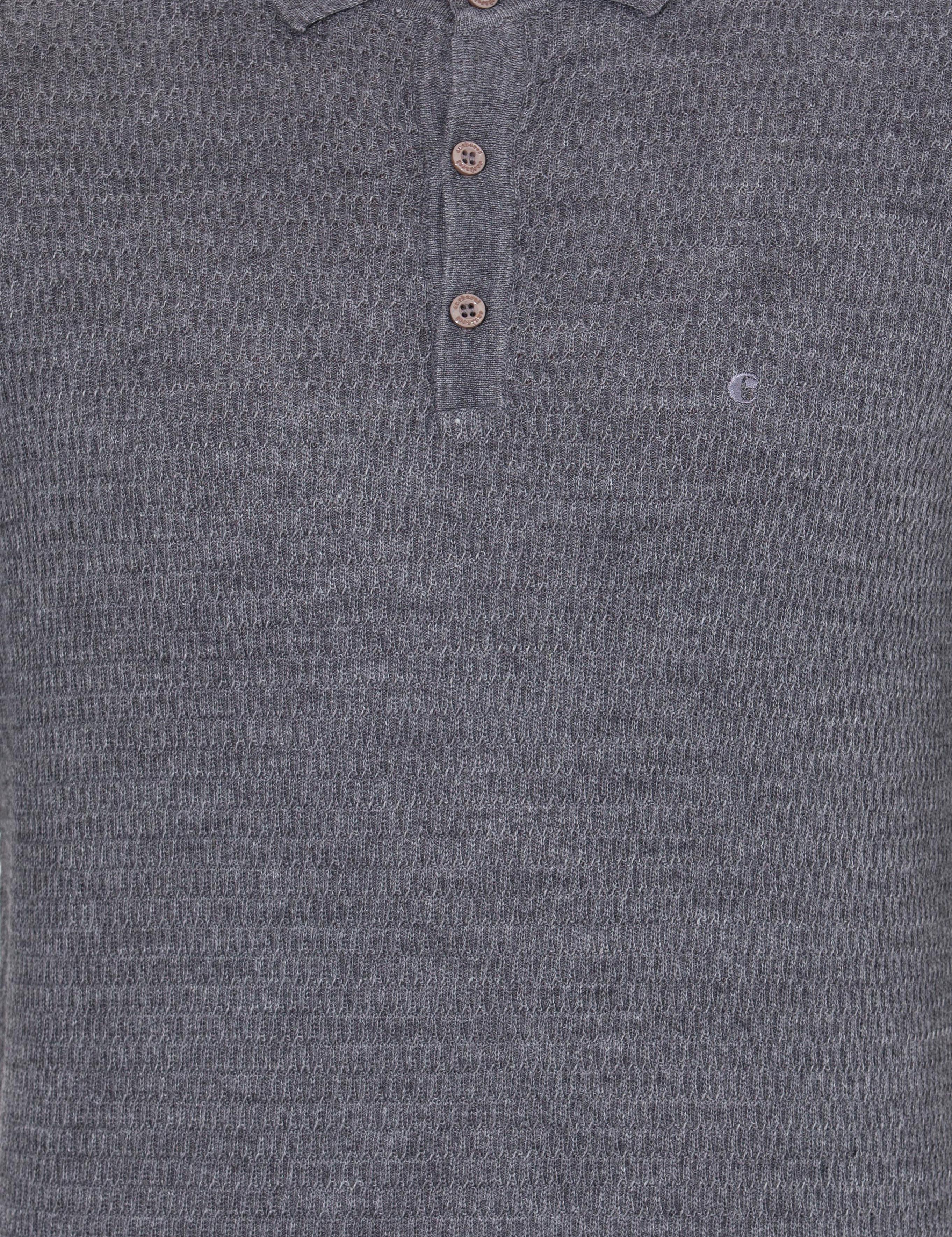 Gri Regular Fit Polo Yaka Triko Kazak - 50261181036