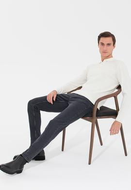 Ekru Slim Fit Polo Yaka Triko Kazak