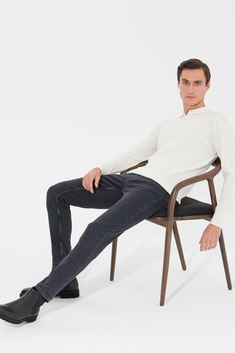 Ekru Slim Fit Polo Yaka Triko Kazak - 50261181052