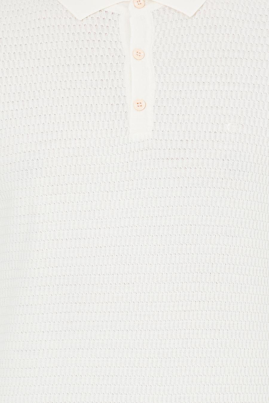 Ekru Slim Fit Polo Yaka Triko Kazak - 50261181052
