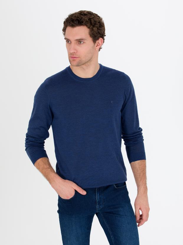 İndigo Slim Fit Bisiklet Yaka Triko Kazak