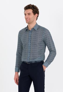 Petrol Slim Fit Uzun Kollu Gömlek