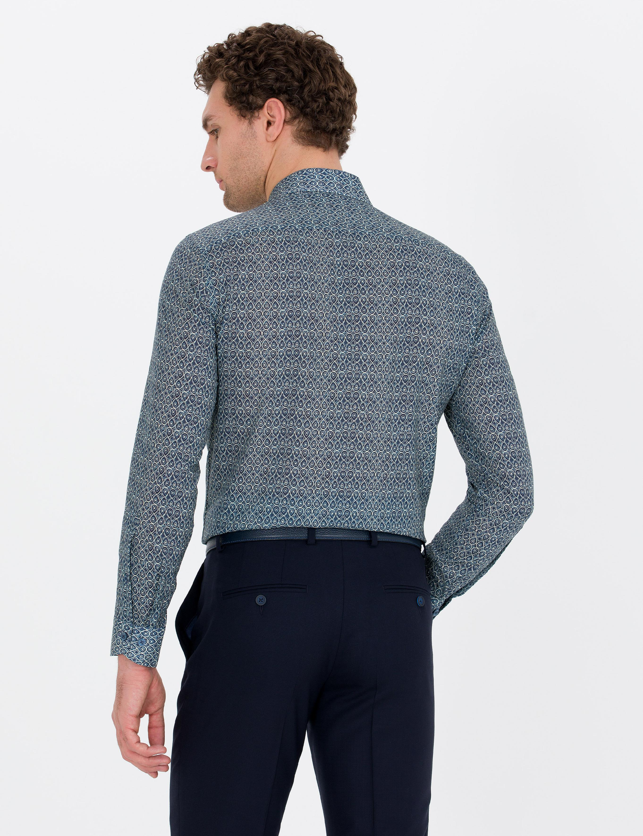 Petrol Slim Fit Uzun Kollu Gömlek - 50265454039