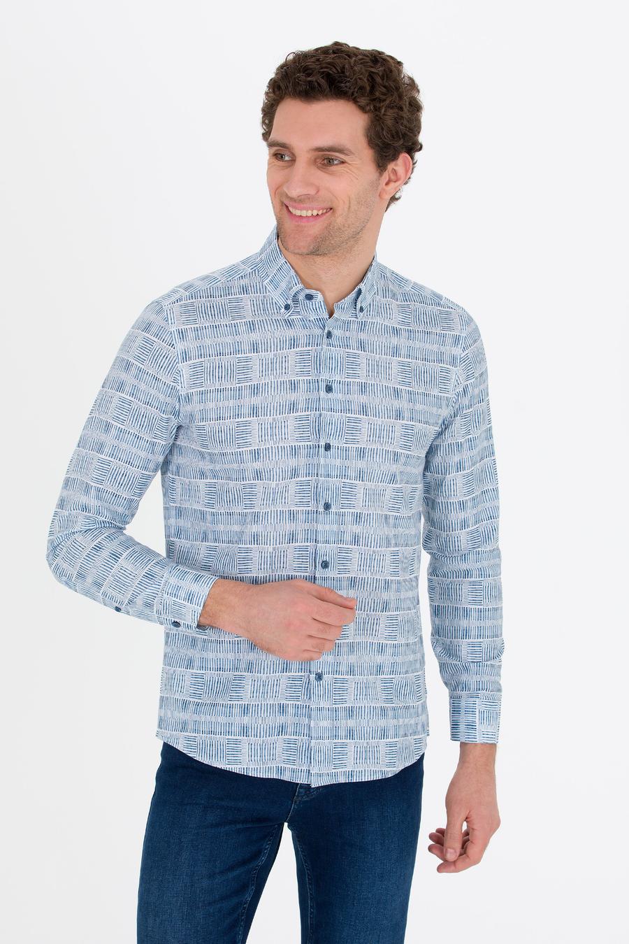 İndigo Slim Fit Uzun Kollu Gömlek - 50265455048