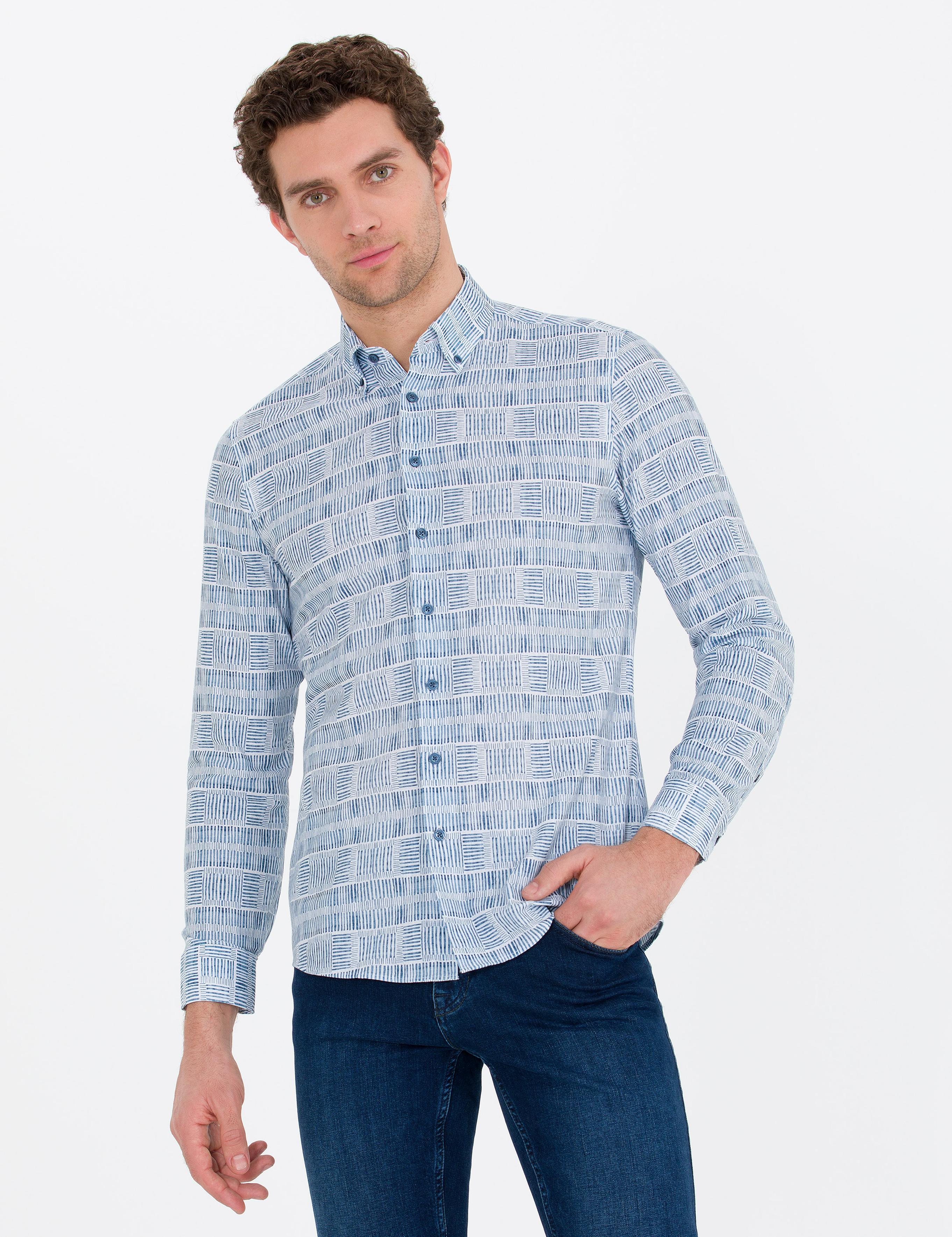 İndigo Slim Fit Uzun Kollu Gömlek - 50265455048