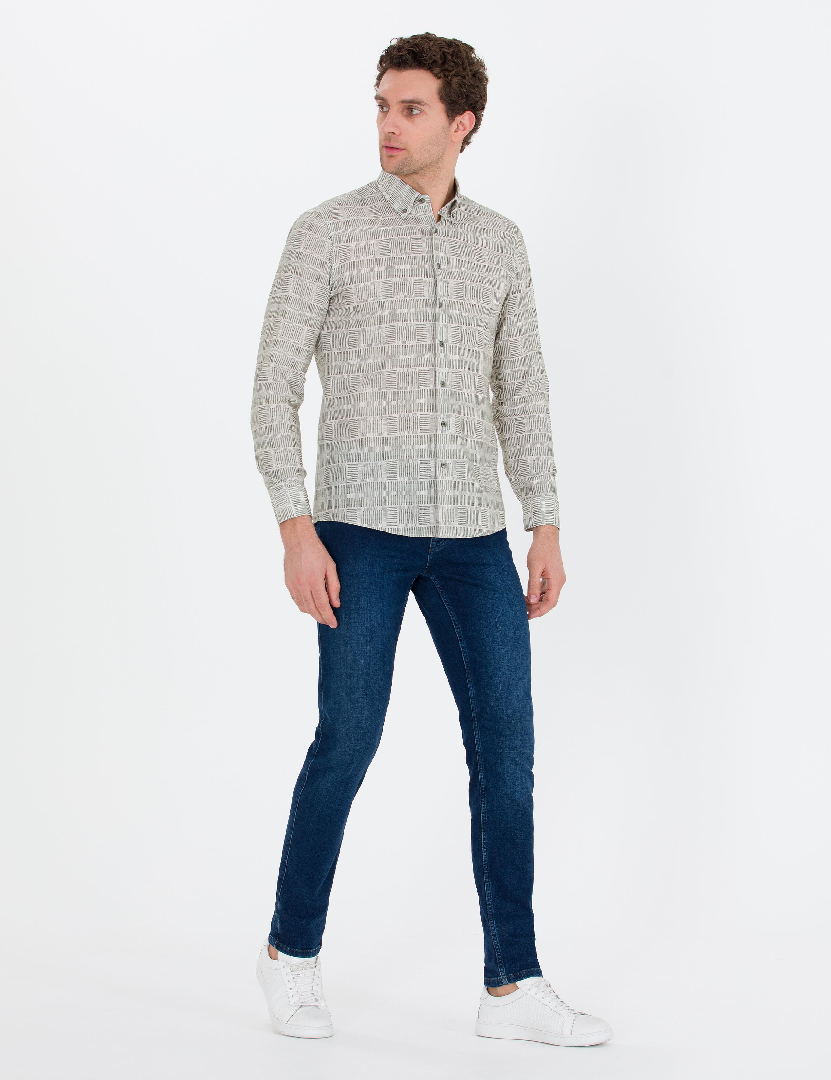 Haki Slim Fit Uzun Kollu Gömlek - 50265455059