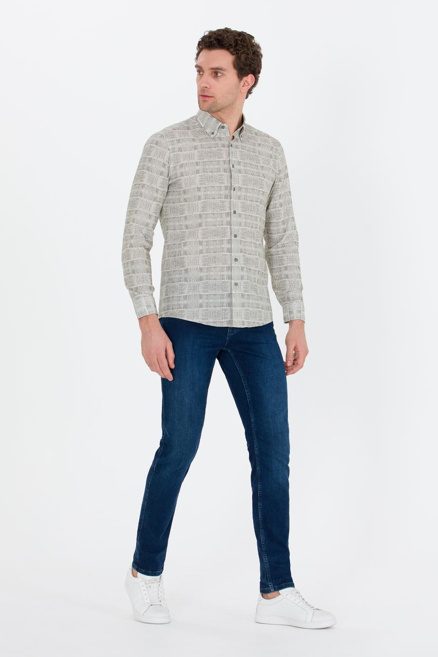 Haki Slim Fit Uzun Kollu Gömlek - 50265455059