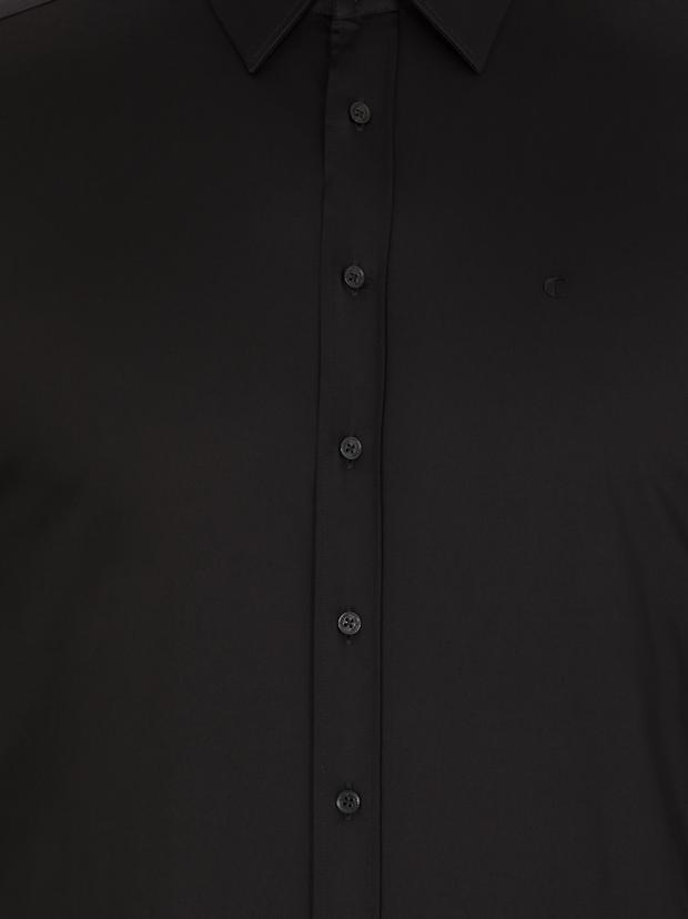 Siyah Slim Fit Uzun Kollu Basic Gömlek
